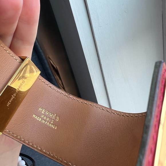 Hermes small red CDC bracelet with gold hardware - Picture 12 of 14